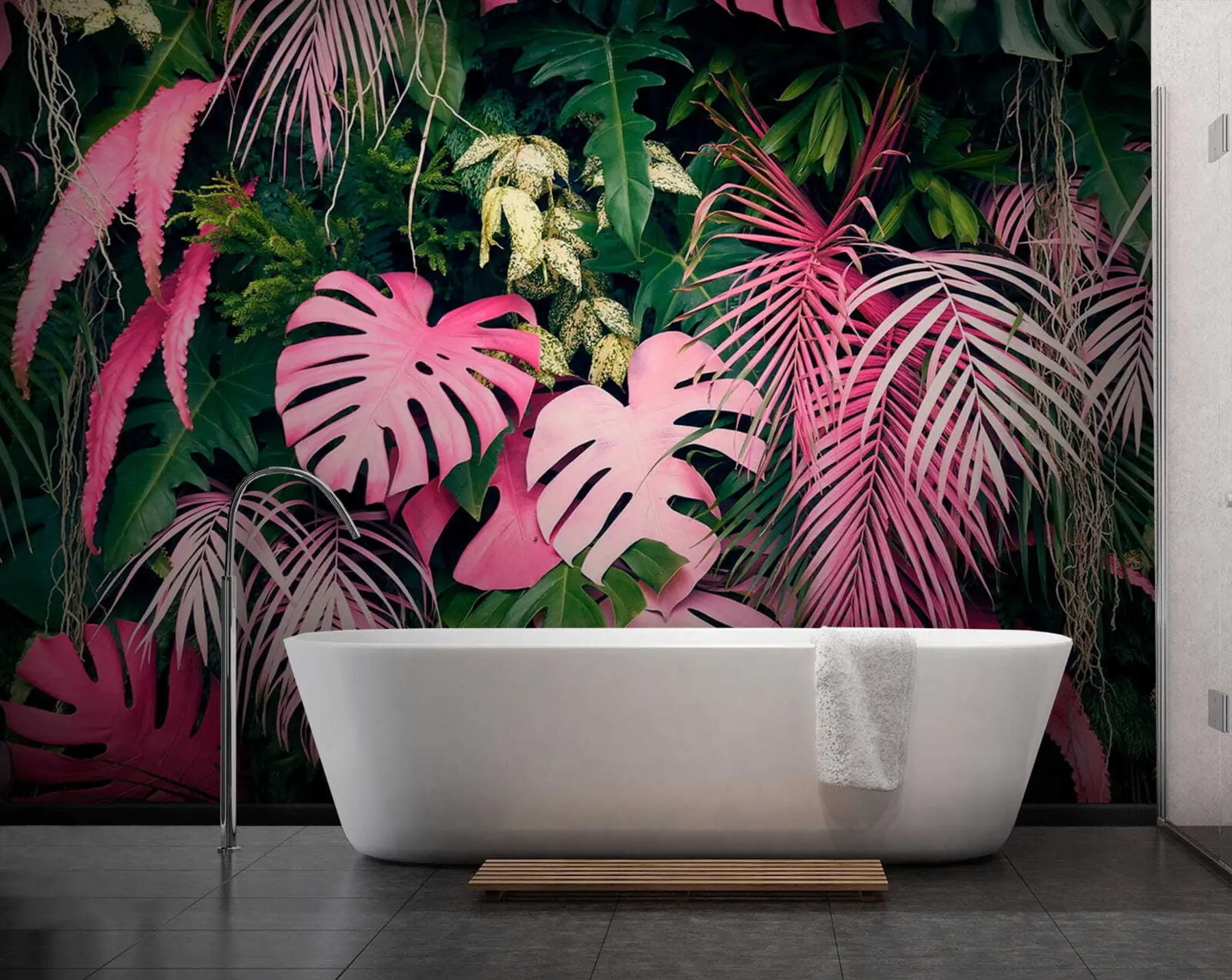 wall murals Зелено и ружичасто лишће u79682