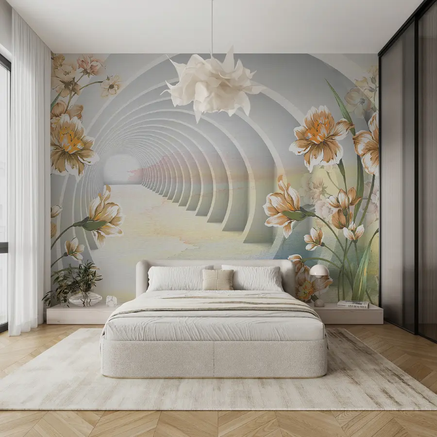 wall murals 3Д тунел и цвеће u04401