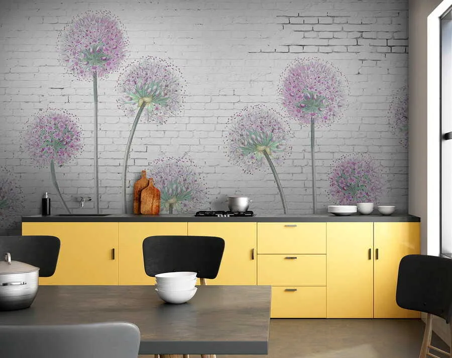 wall murals Маслачак на позадини зида од опеке u05372