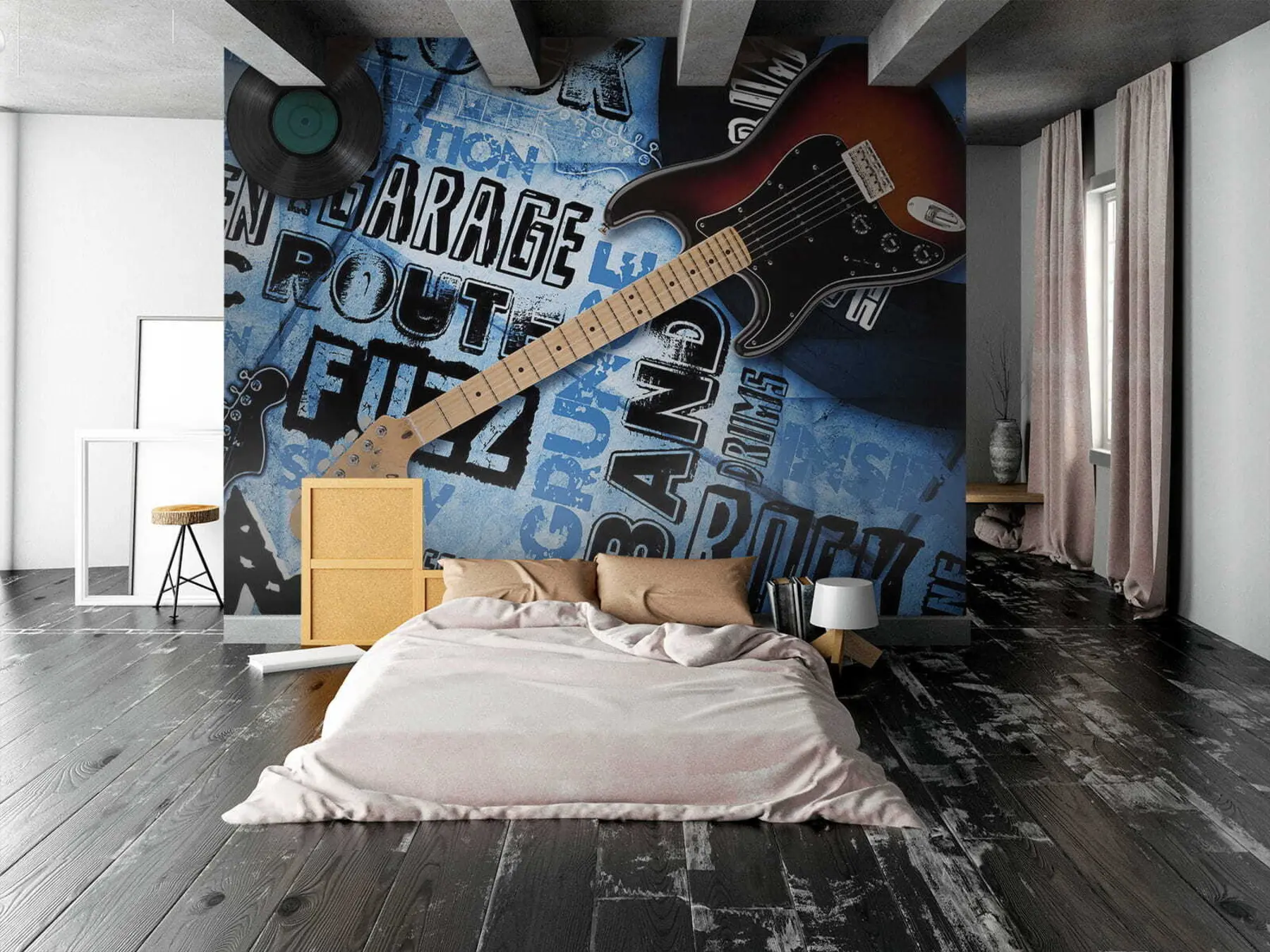 wall murals Музички инструмент, гитара и плава u06794