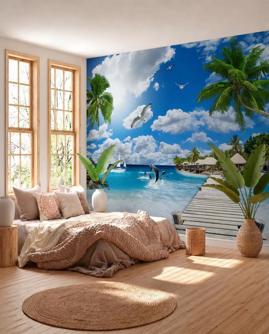 wall murals Palme uz azurnu vodu u06969