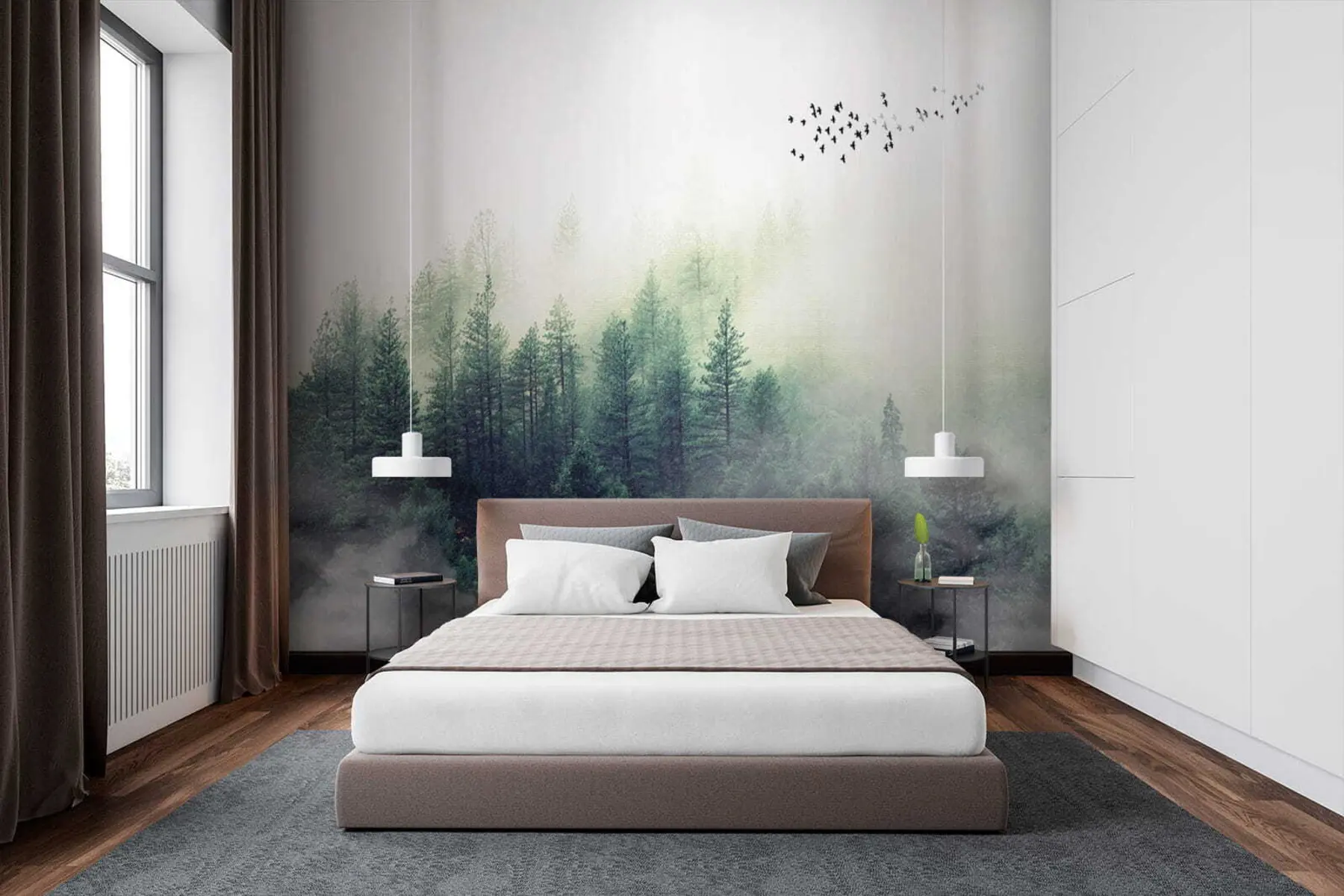 wall murals Шума и птице у магли u10882