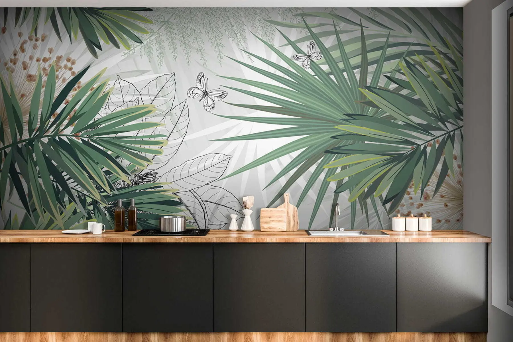 wall murals Зелене гране палми u12819