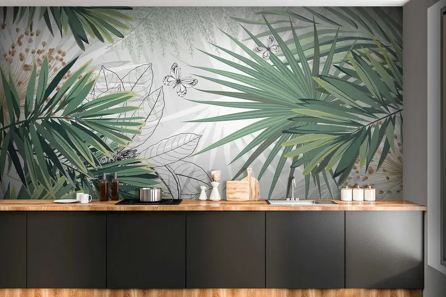 wall murals Зелене гране палми u12819