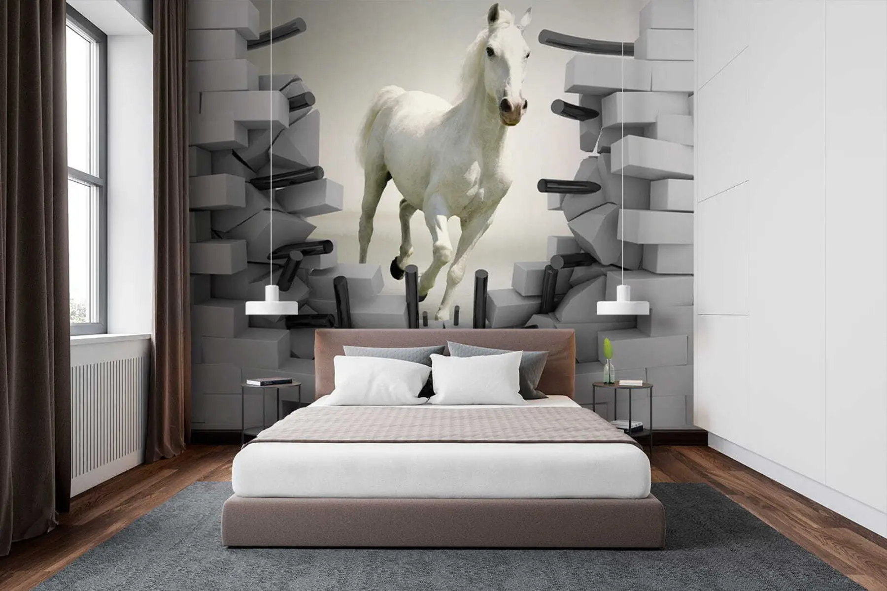 wall murals Коњ и цигле u14352