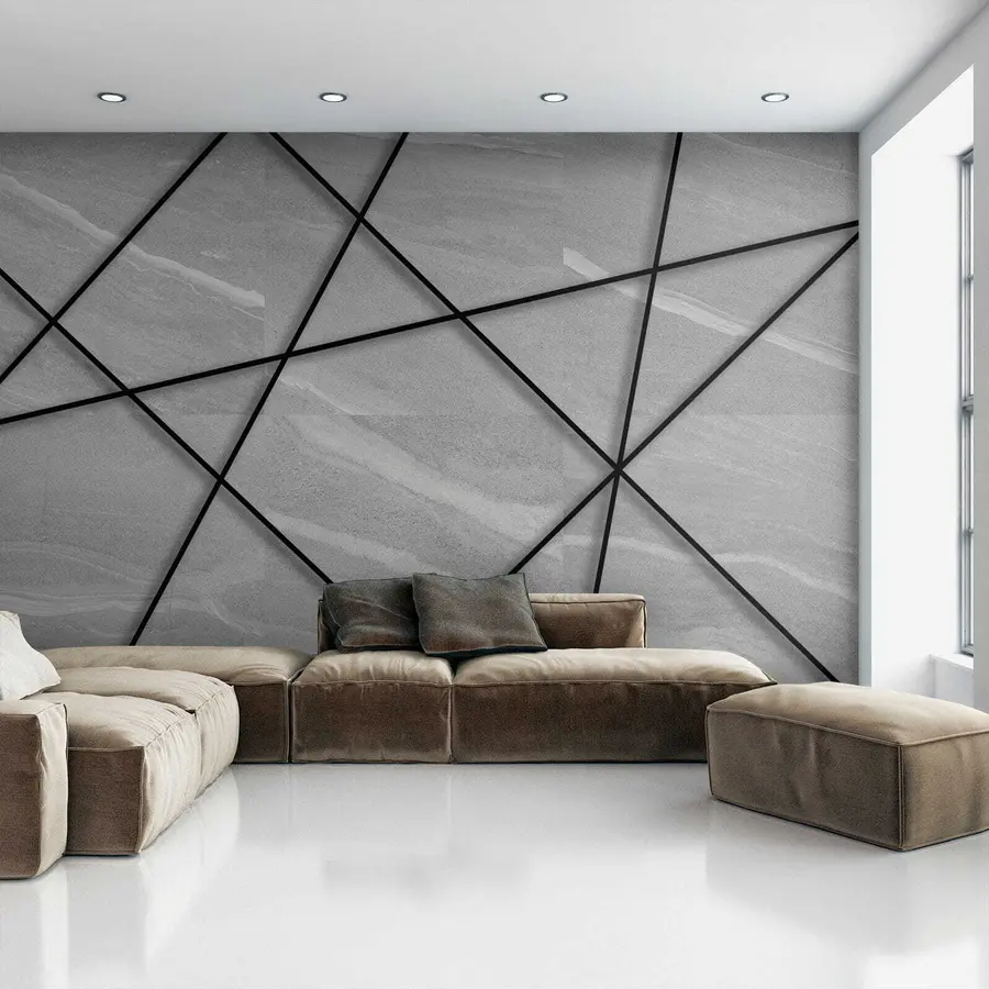wall murals Грело мермер и црне линије u16341