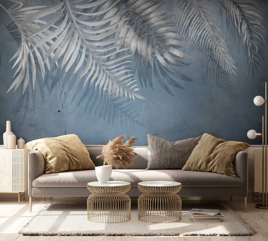 wall murals Винтаге зид са лишћем u18312