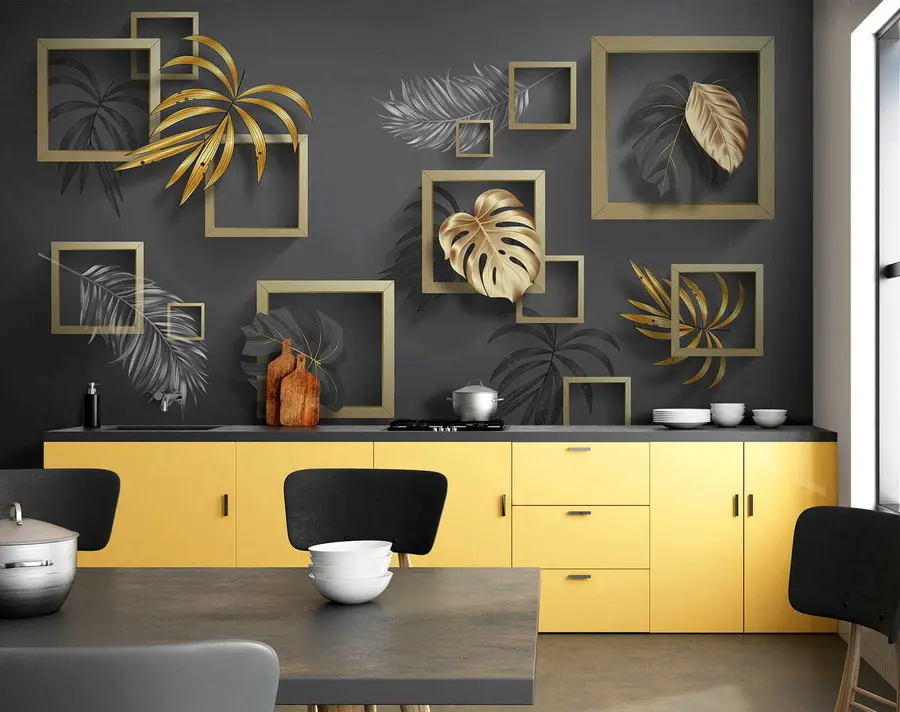 wall murals Елегантни оквири са бујним дизајном листова u20111