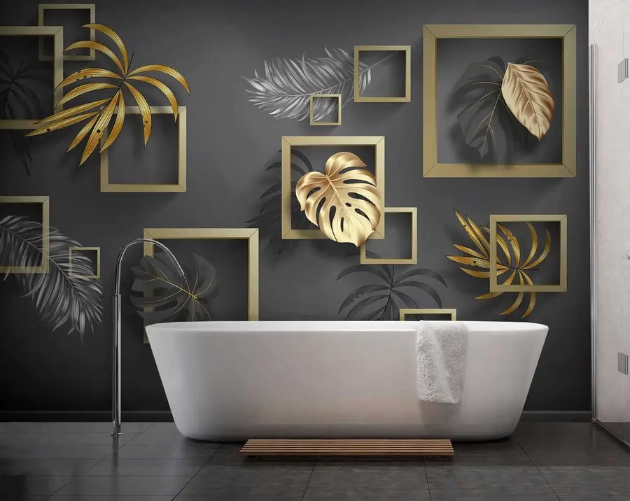 wall murals Елегантни оквири са бујним дизајном листова u20111