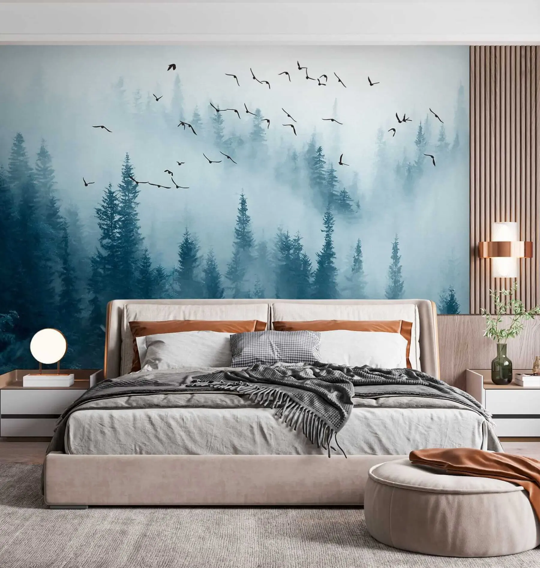 wall murals Шума у ​​магли и птице u22288