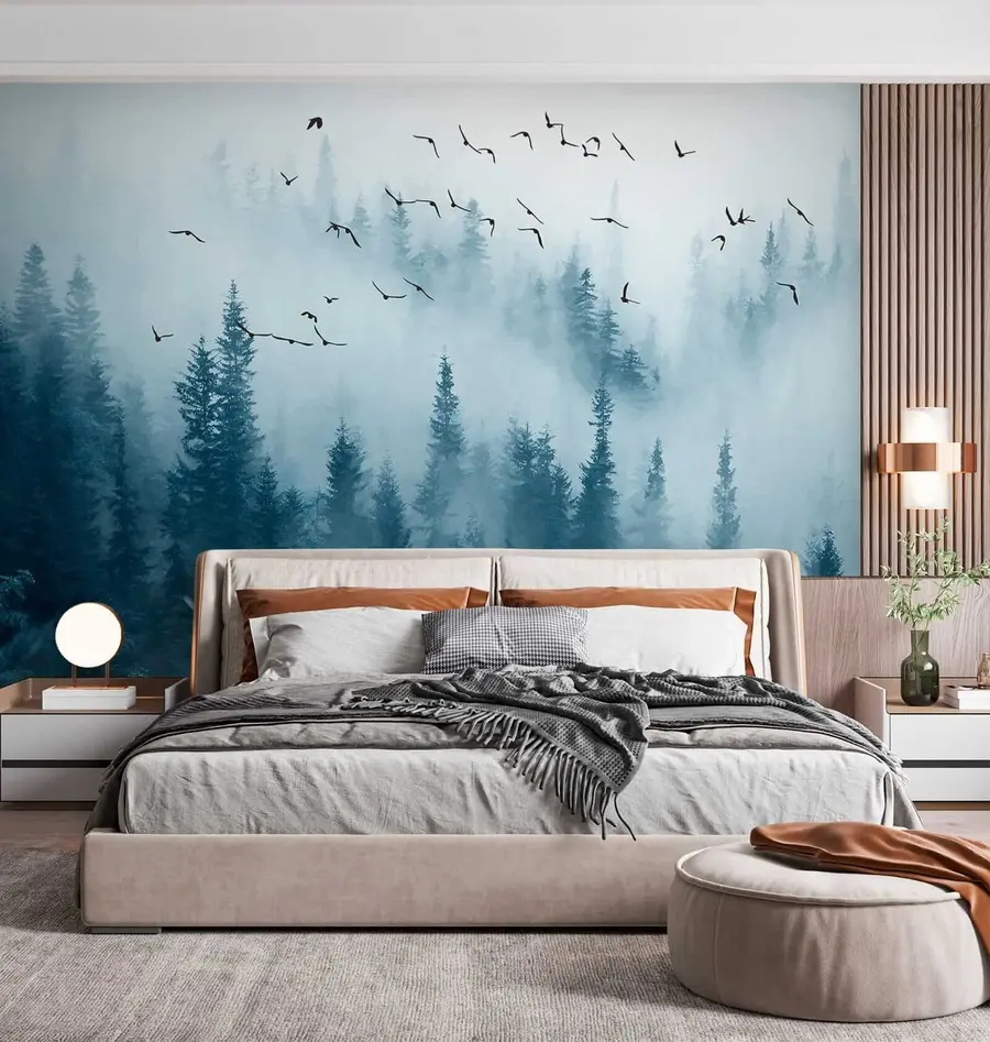 wall murals Шума у ​​магли и птице u22288