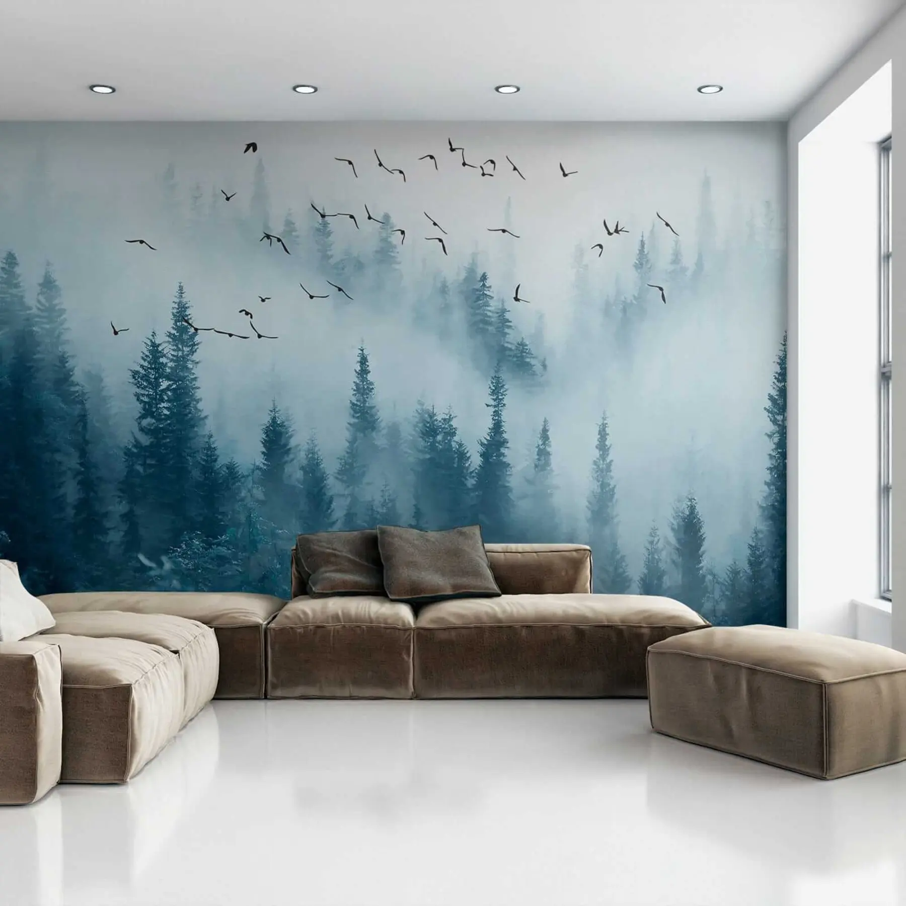 wall murals Шума у ​​магли и птице u22288