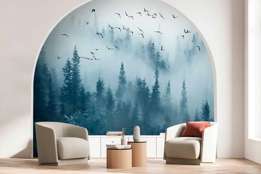 wall murals Шума у ​​магли и птице u22288