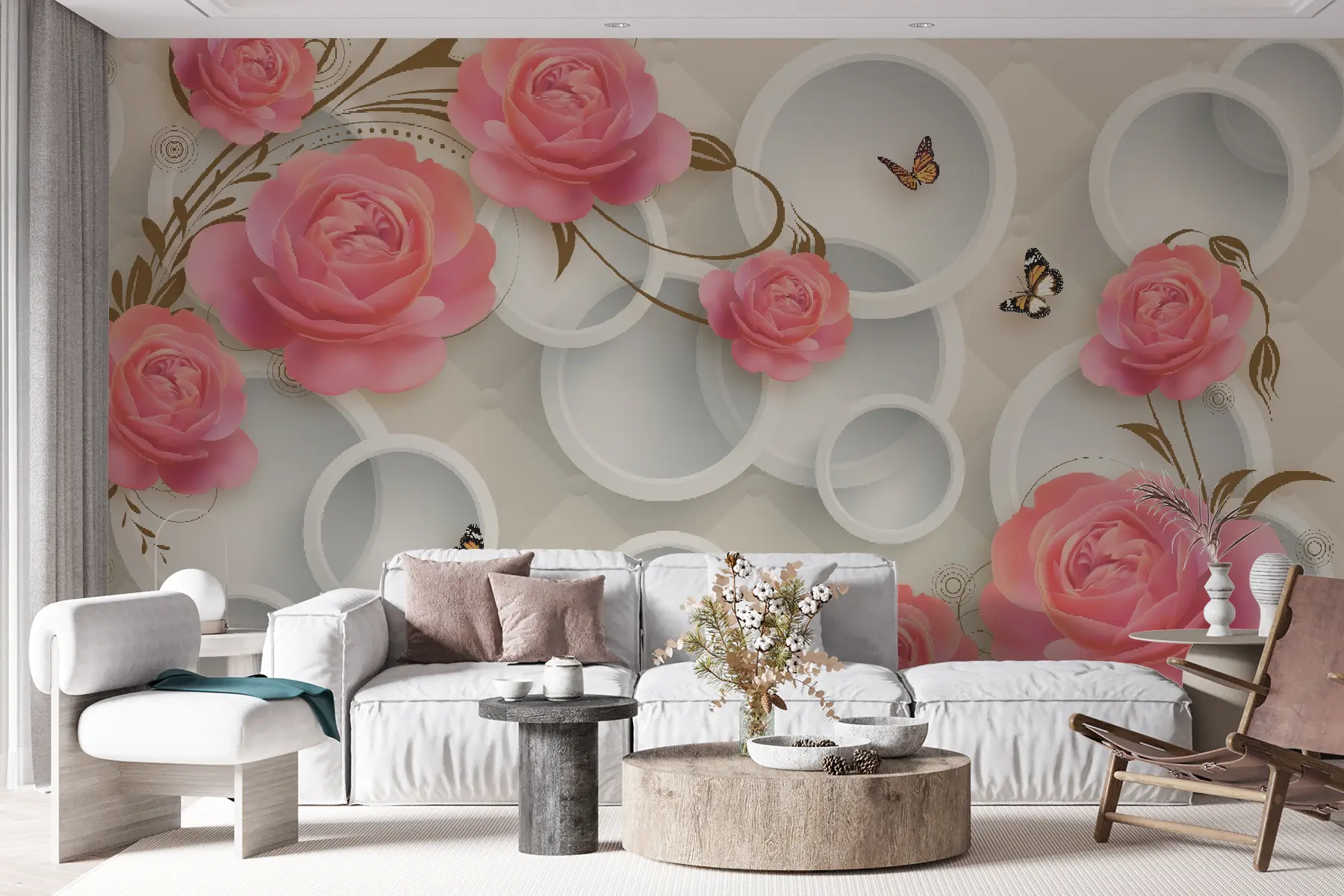 wall murals Ружичасте руже и локне u22883