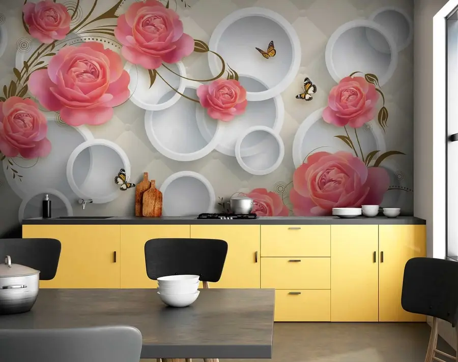 wall murals Ружичасте руже и локне u22883