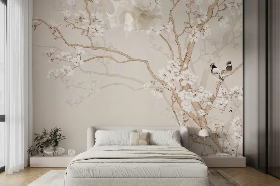 wall murals Дрво и птице цветања u25842