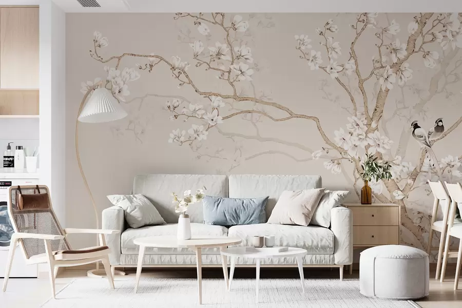 wall murals Дрво и птице цветања u25842