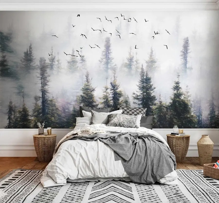wall murals Магла шума и птице u32237