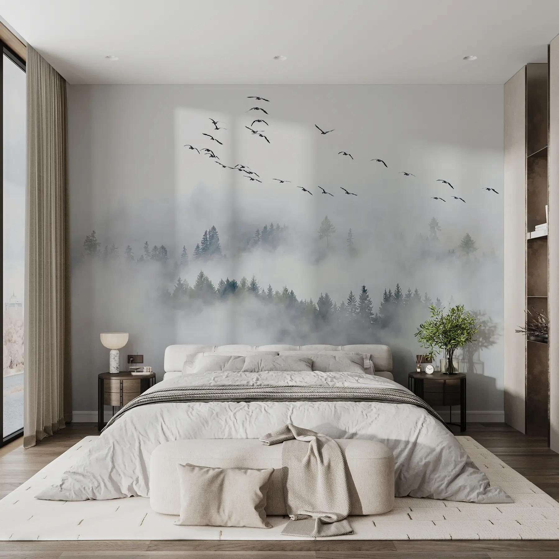 wall murals Фог Форест и птице u32480