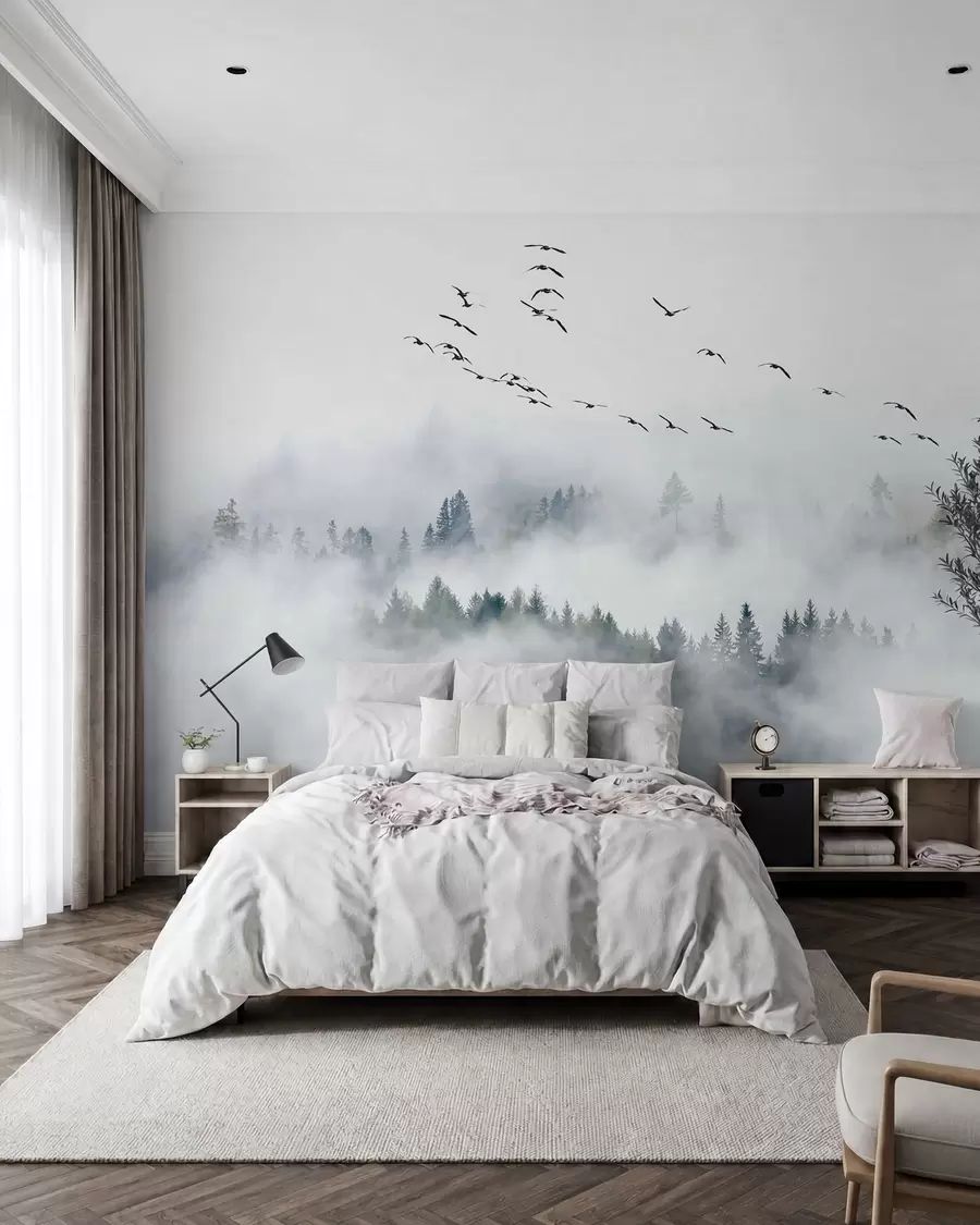 wall murals Фог Форест и птице u32480