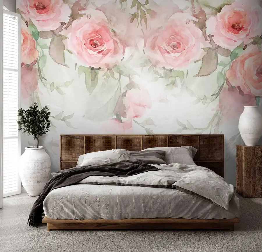wall murals Ружичасте акварелне руже u34659