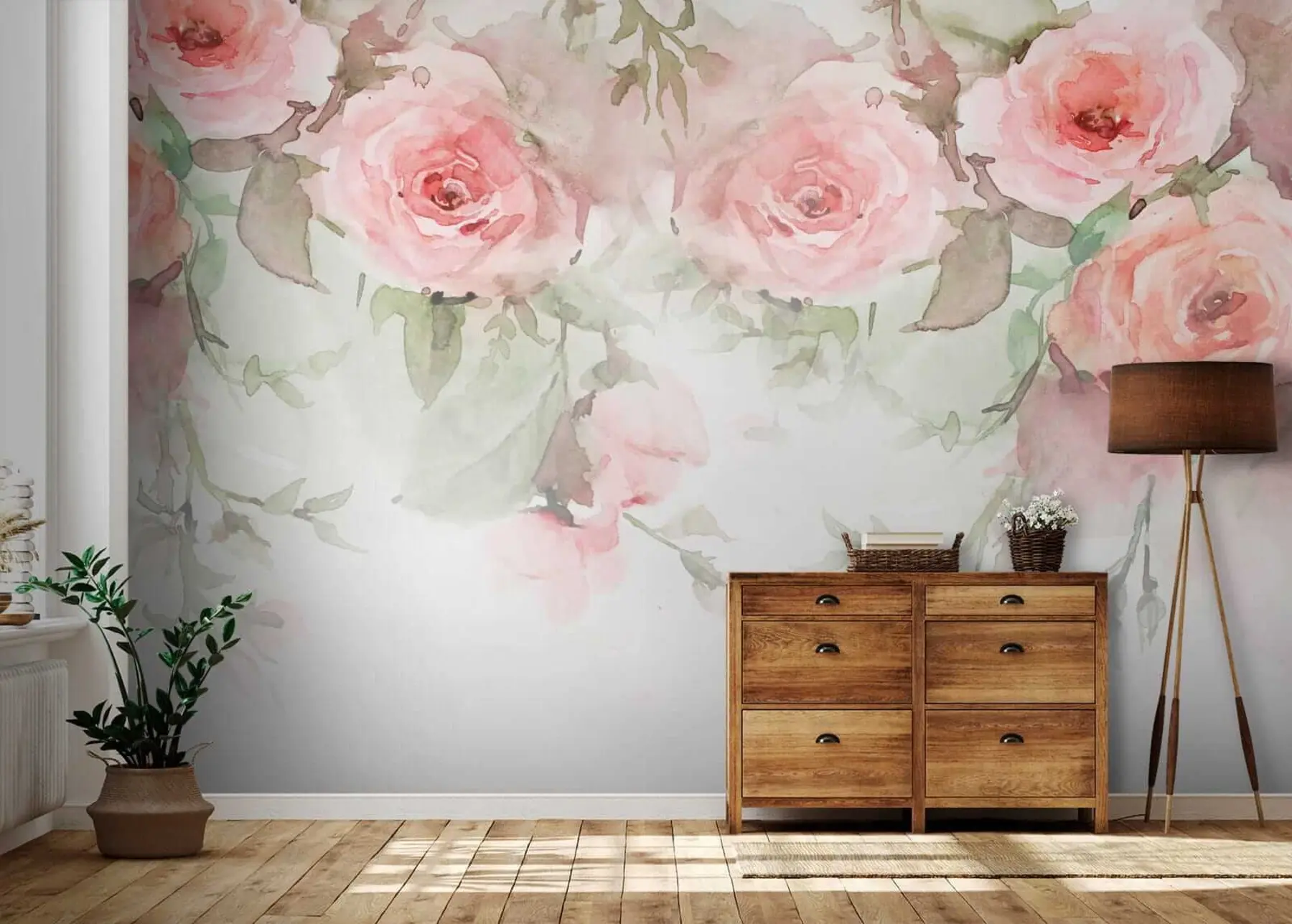 wall murals Ружичасте акварелне руже u34659