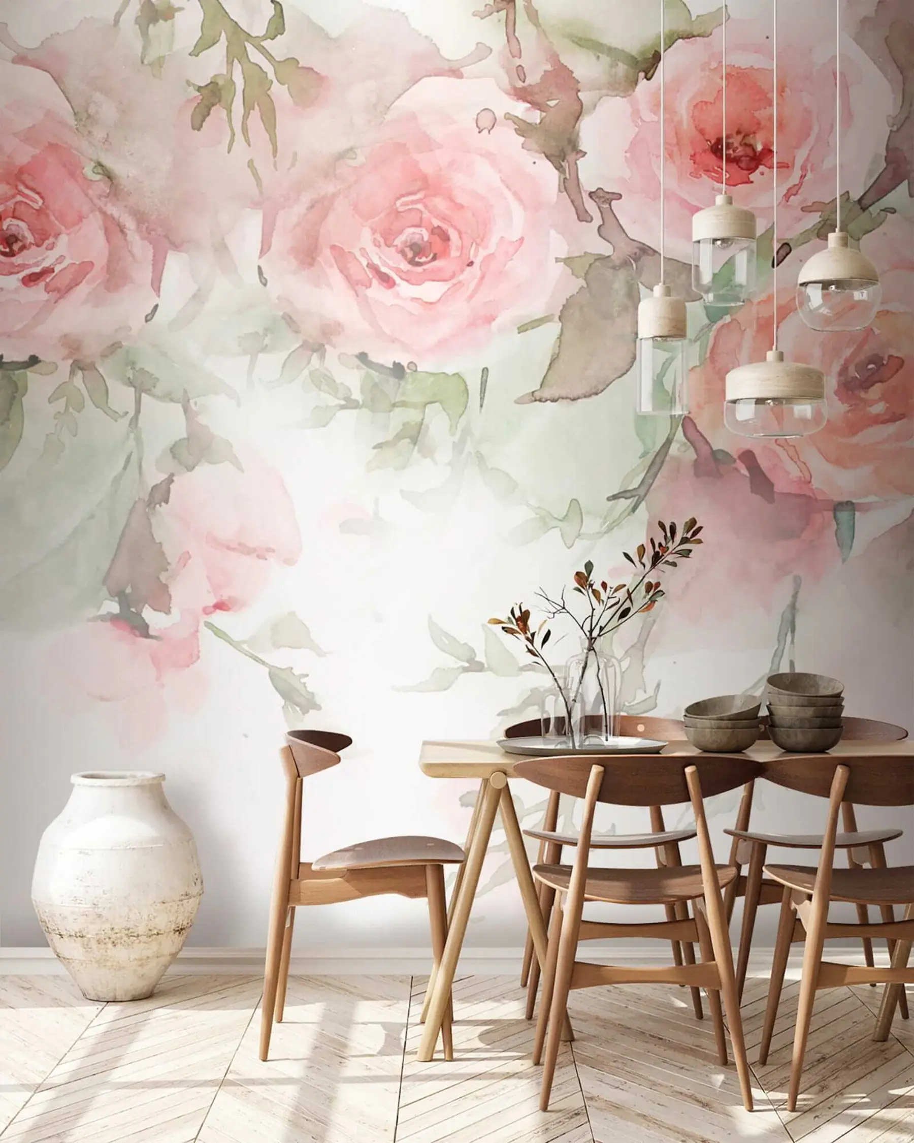 wall murals Ружичасте акварелне руже u34659