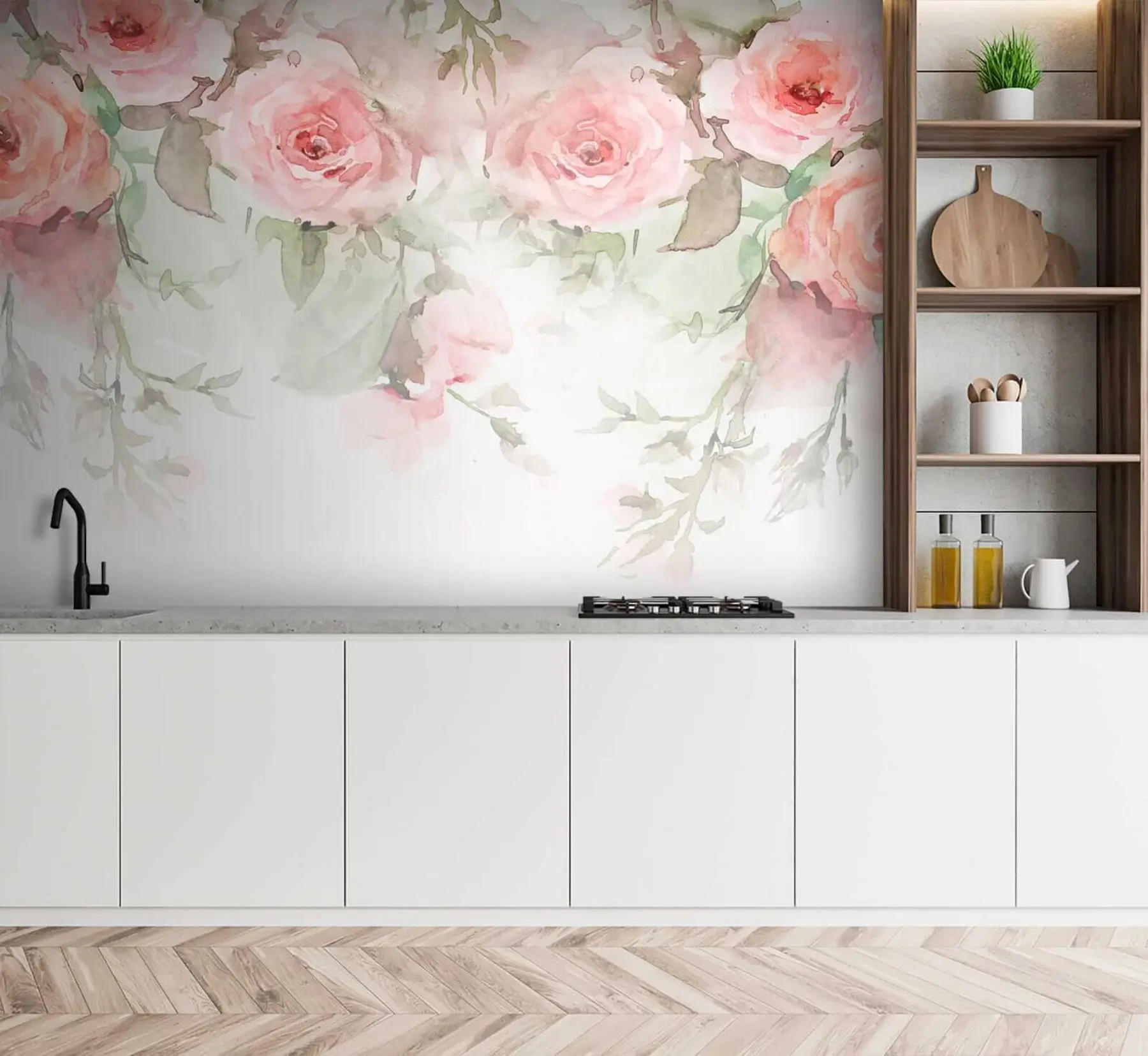 wall murals Ружичасте акварелне руже u34659