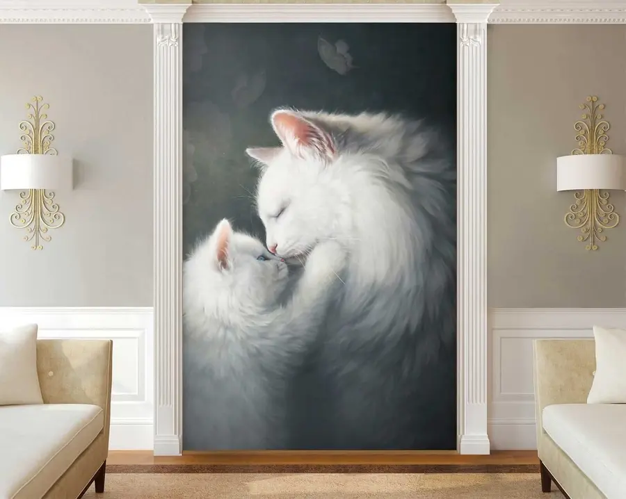 wall murals Мајка мачка и њено маче u38551