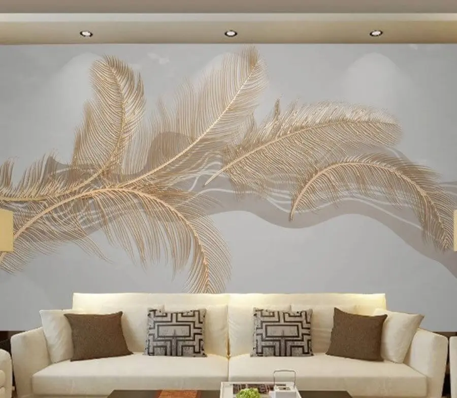wall murals Велико крхко перје на сивој позадини u40388