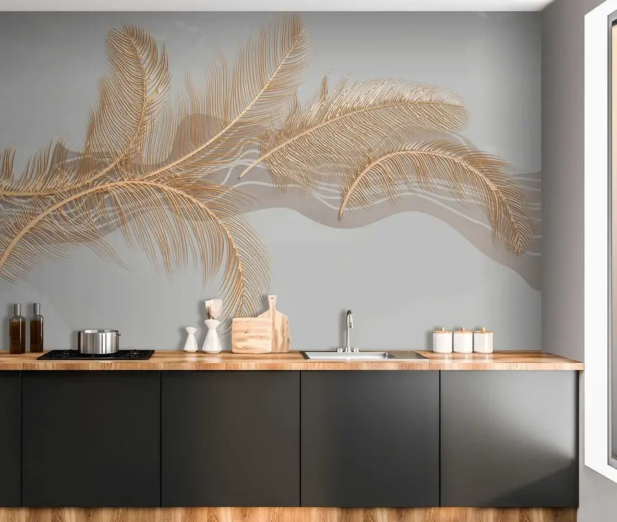 wall murals Велико крхко перје на сивој позадини u40388