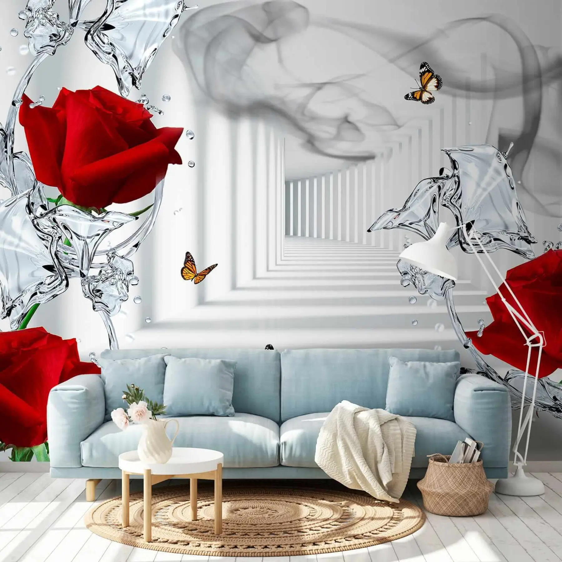 wall murals Црвене руже и пљусак воде u41092