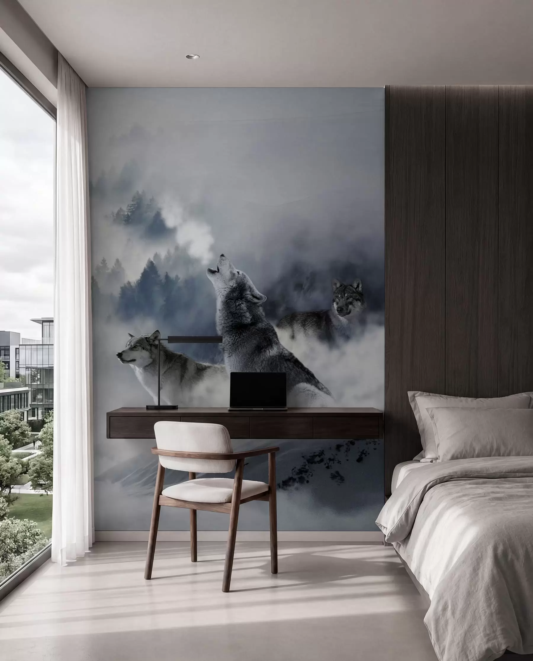 wall murals Вукови у шуми u42161