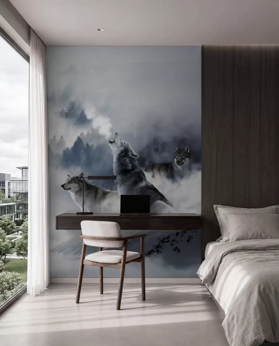 wall murals Вукови у шуми u42161