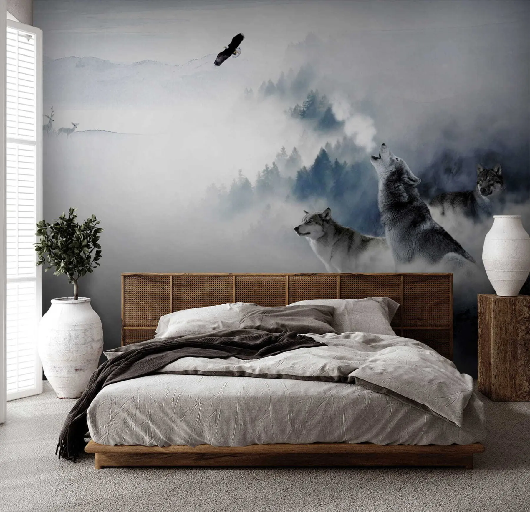 wall murals Вукови у шуми u42161