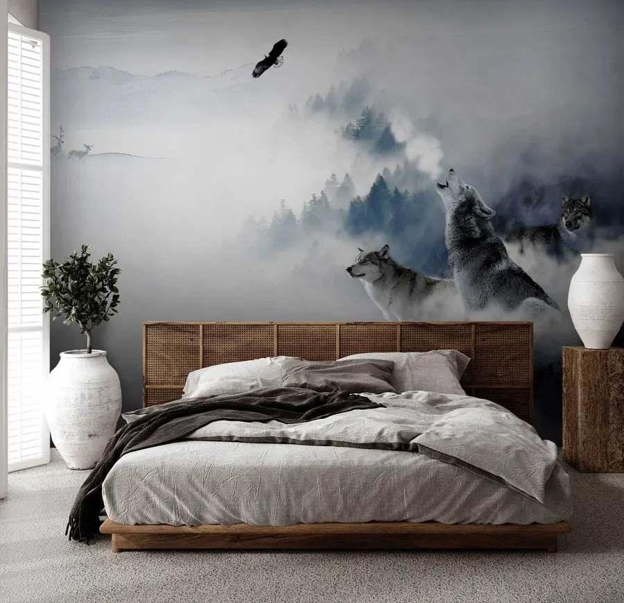 wall murals Вукови у шуми u42161