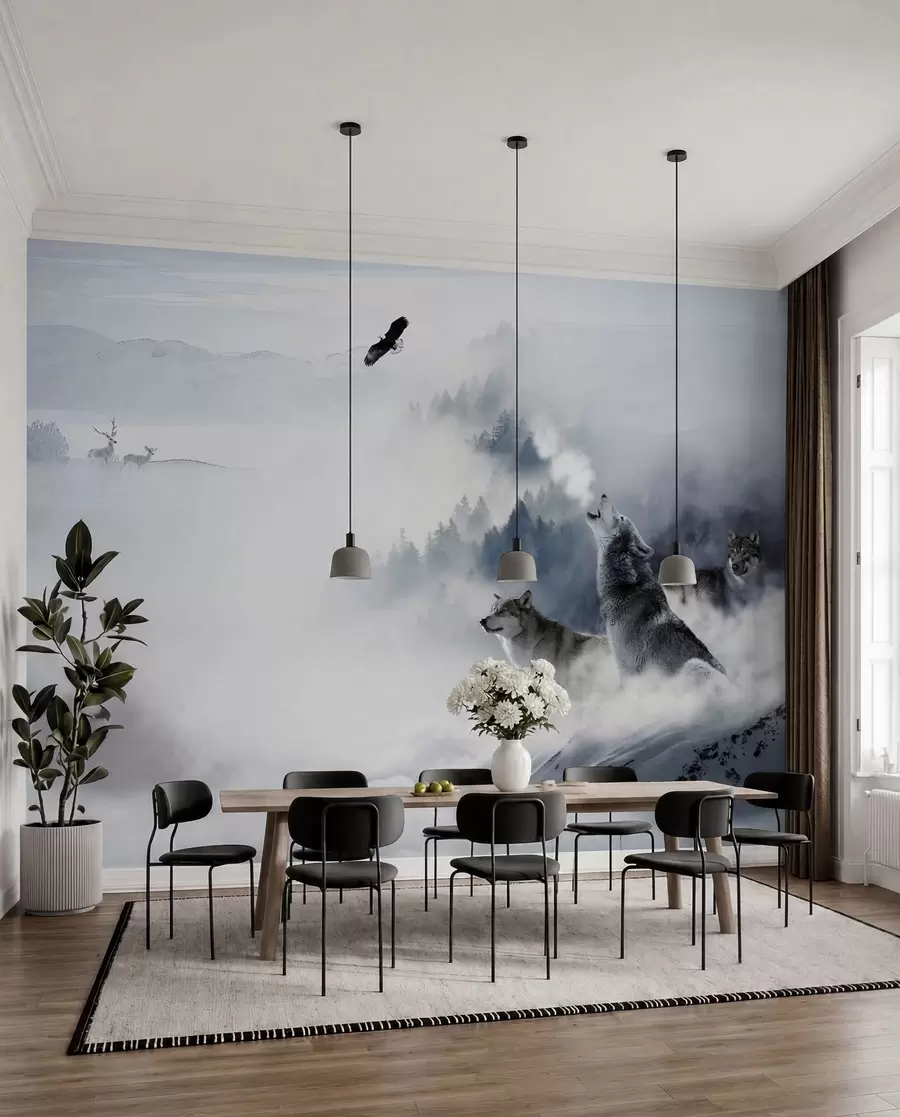wall murals Вукови у шуми u42161