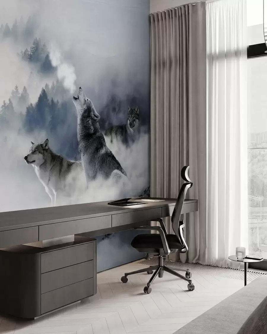 wall murals Вукови у шуми u42161