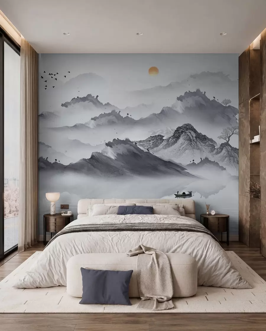 wall murals Планине у јапанском стилу. Цртање мастила u44010