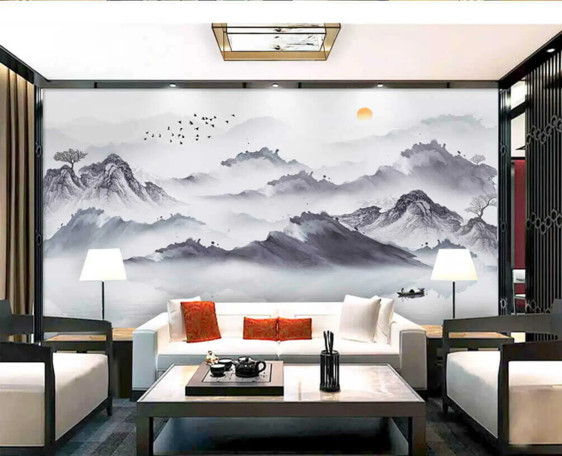 wall murals Планине у јапанском стилу. Цртање мастила u44010