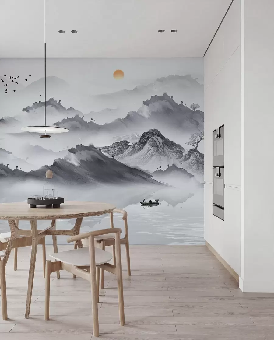 wall murals Планине у јапанском стилу. Цртање мастила u44010
