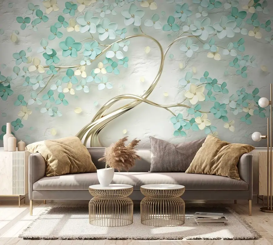 wall murals Дрво са плавим цвећем u52550