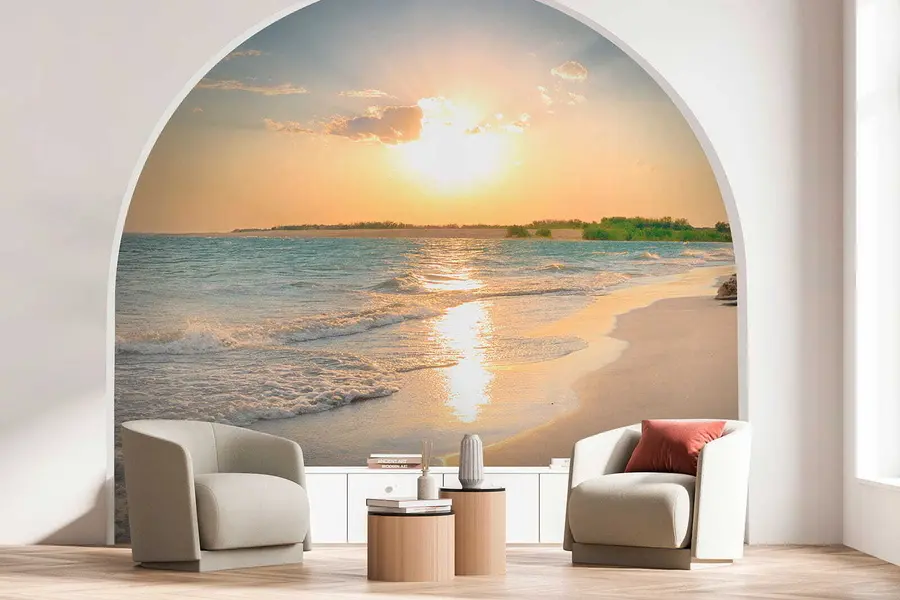 wall murals Залазак сунца на морској обали u53408