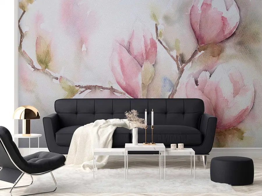 wall murals Магнолије цветају, сликање акварелом u53757