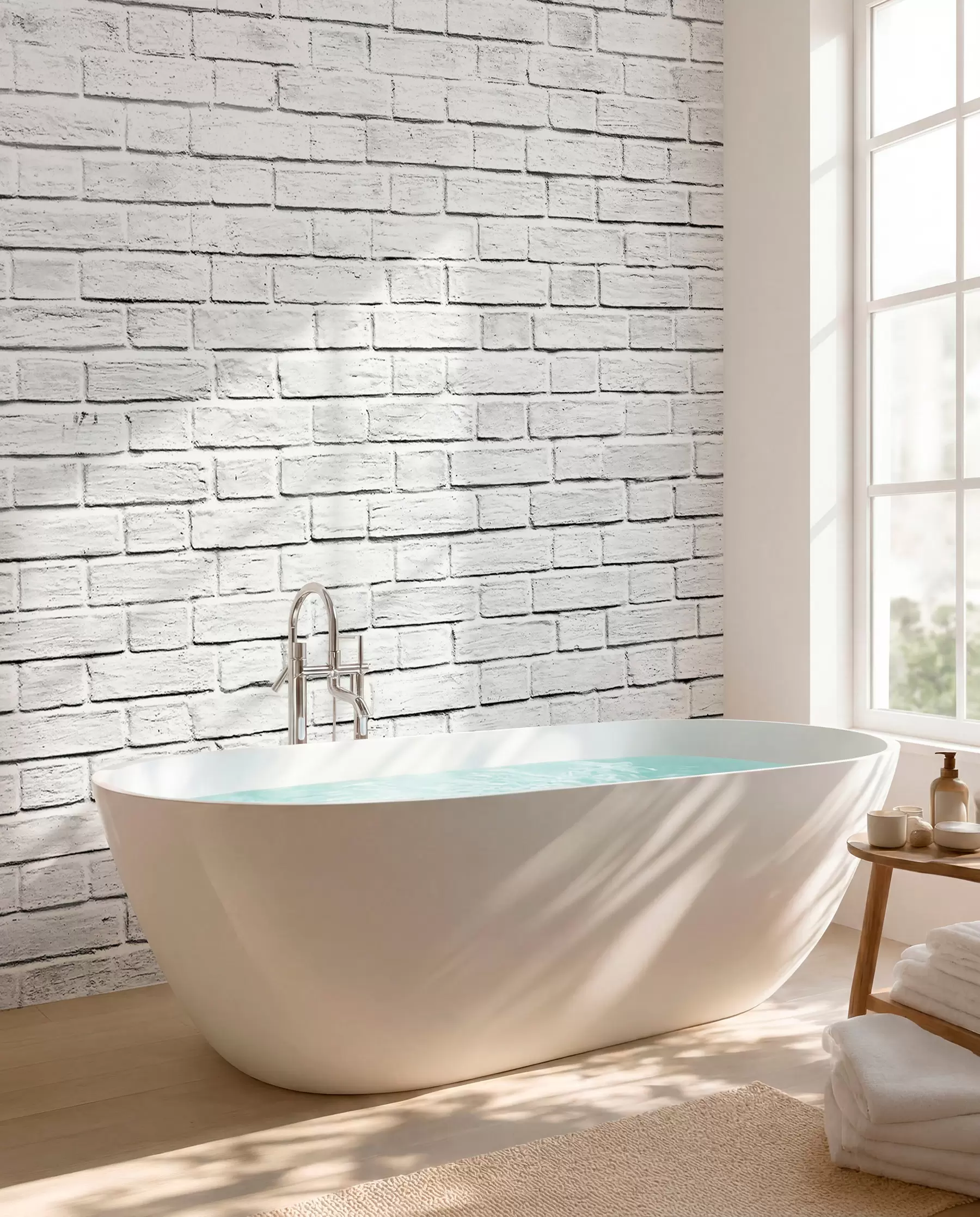 wall murals Бели зид од опеке u54004