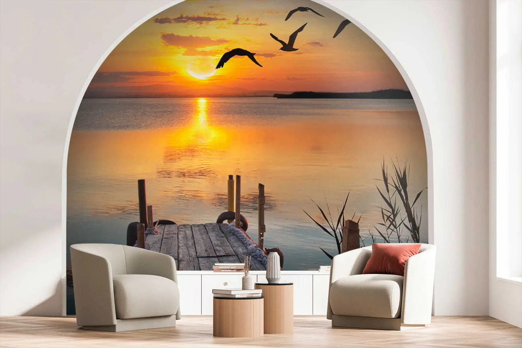 wall murals Галебови и пристаниште u57673