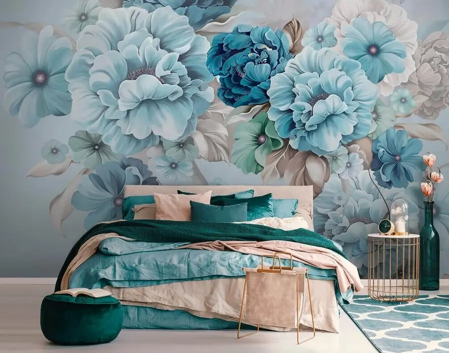 wall murals Деликатна плава цвећа u59900