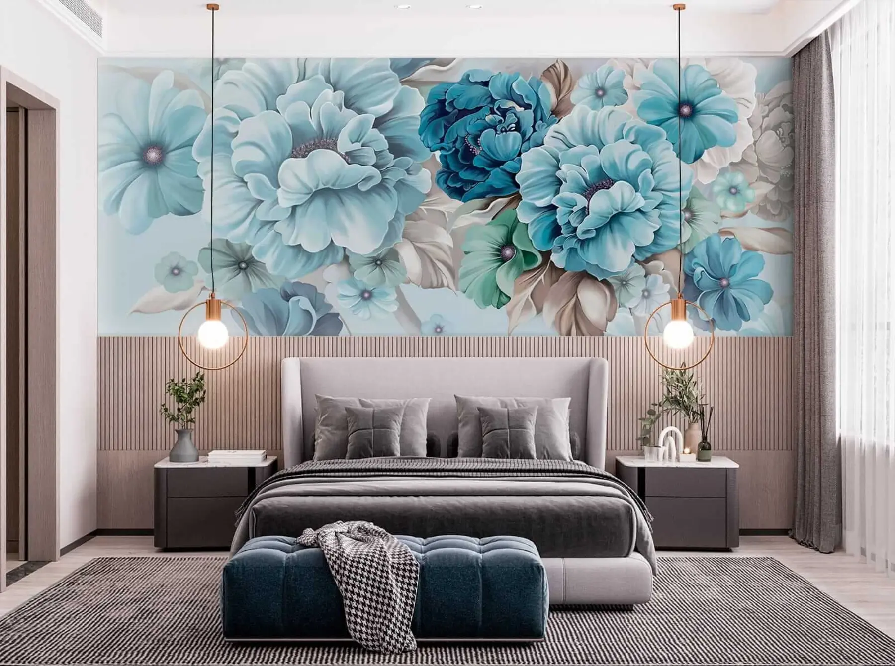 wall murals Деликатна плава цвећа u59900