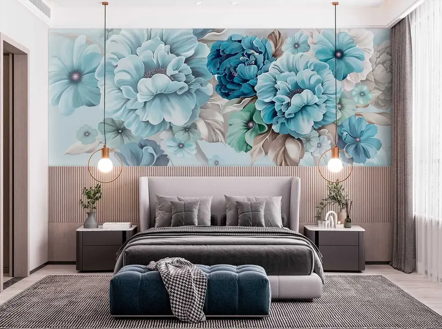 wall murals Деликатна плава цвећа u59900