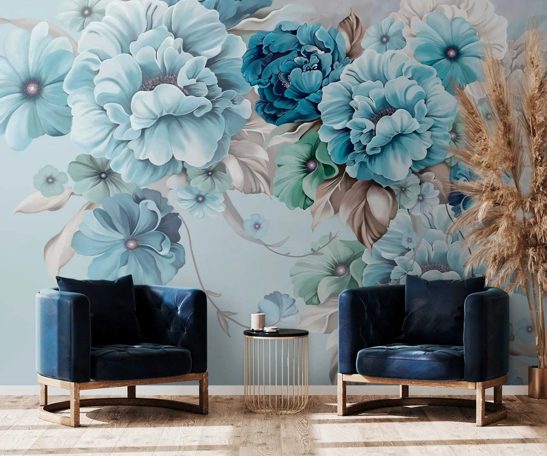 wall murals Деликатна плава цвећа u59900